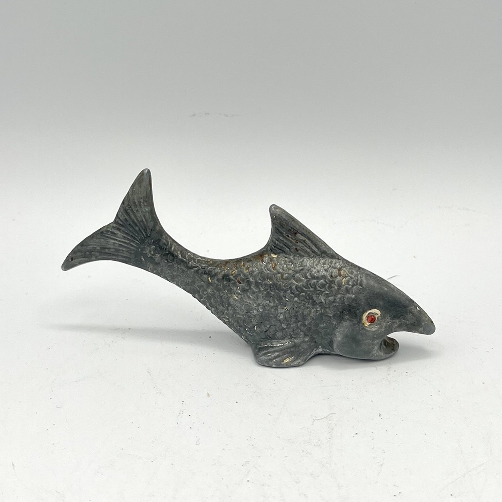 Vintage 50's‎ Cast Metal Cold Paint Fish Bottle Opener Paper